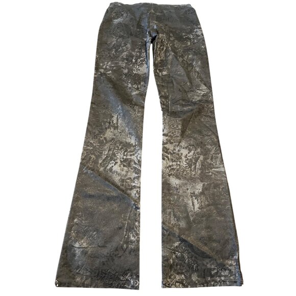 Vintage Creme Paris Gray Artistic Print Flare Pants Taille 1 Made In France - Picture 8 of 8